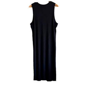 Banana Republic Size XL TALL Ribbed Sleeveless Black Maxi Dress Rayon Blend